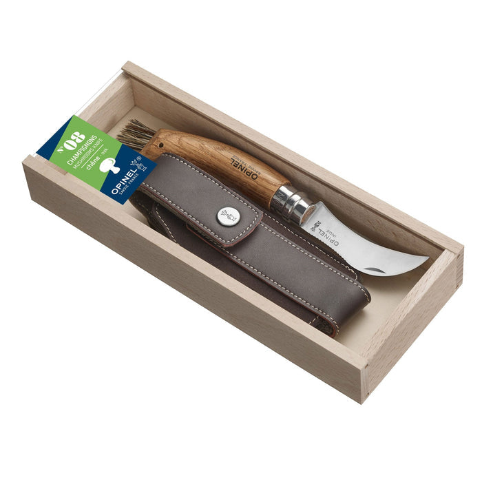 No.08 Mushroom Knife Oak Wood Handle Brush and Sheath - Idaho Mountain Touring