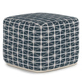 Dark Blue and White | Noreen 18 in Wide Square Pouf