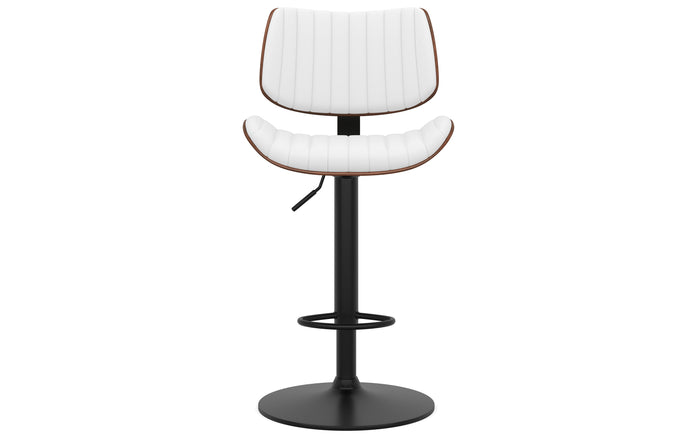 White Vegan Leather | Novak Adjustable Swivel Bar Stool in Vegan Leather