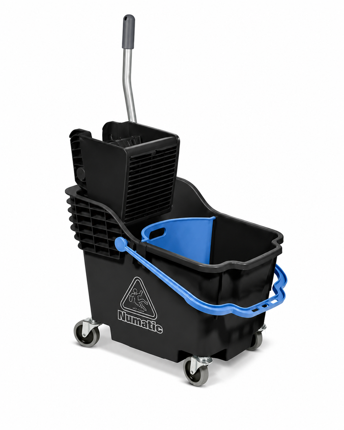 Numatic plastic mop bucket & wringler - blue - dual campartments