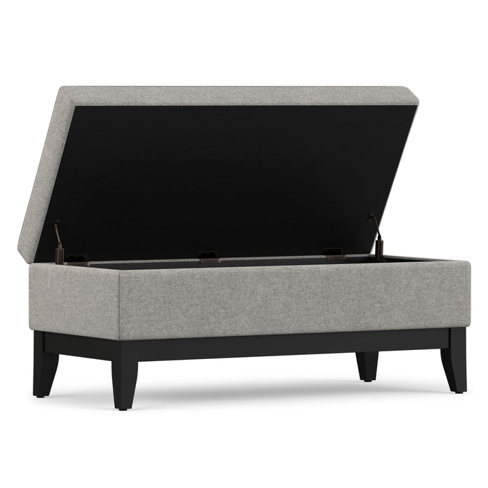 Cloud Grey Linen Style Fabric | Oregon Storage Ottoman Bench with Tray in Linen