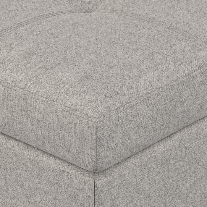 Cloud Grey Linen Style Fabric | Oregon Storage Ottoman Bench with Tray in Linen