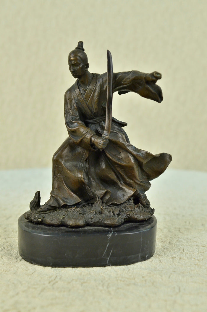 Original Signed Kamiko Japanese Man Doing Martial Arts Bronze Sculpture Statue