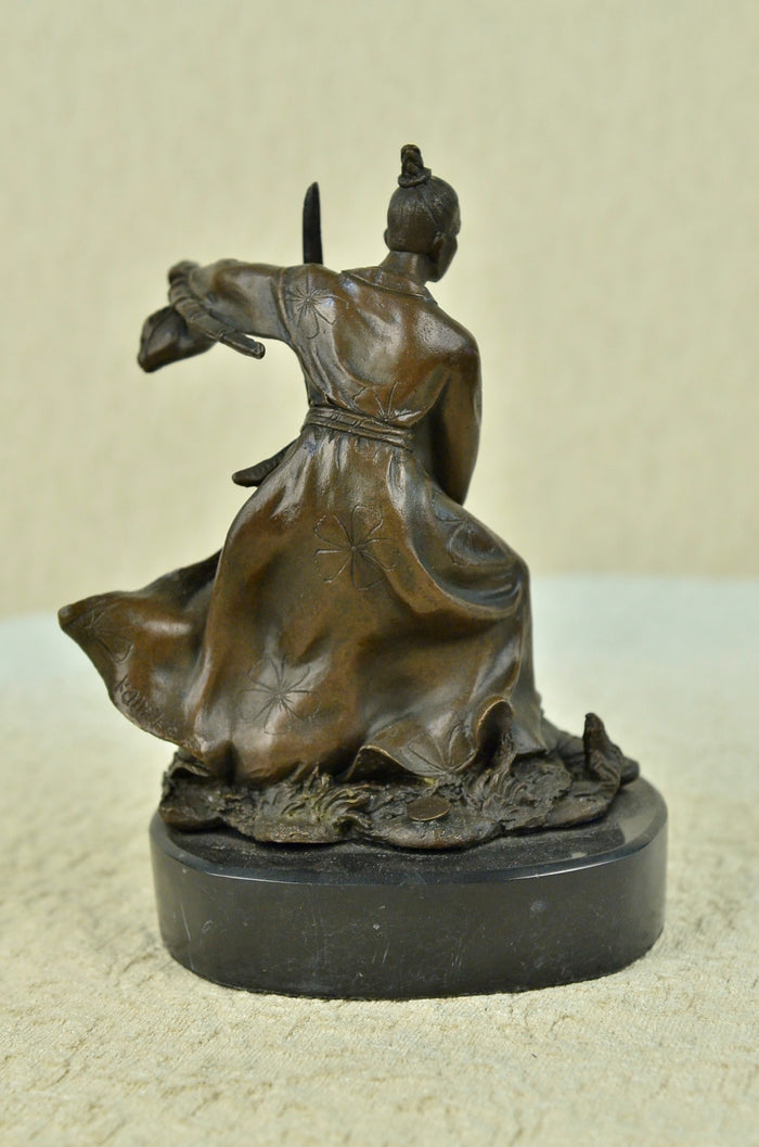 Original Signed Kamiko Japanese Man Doing Martial Arts Bronze Sculpture Statue