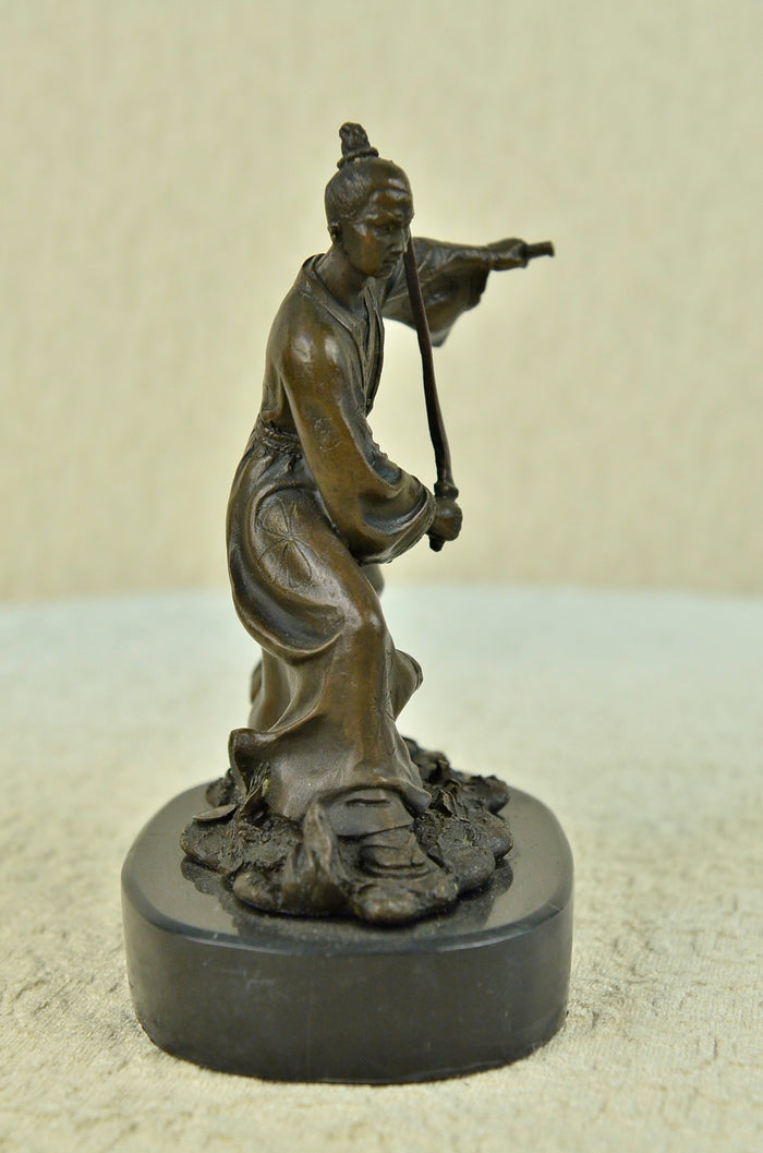 Original Signed Kamiko Japanese Man Doing Martial Arts Bronze Sculpture Statue