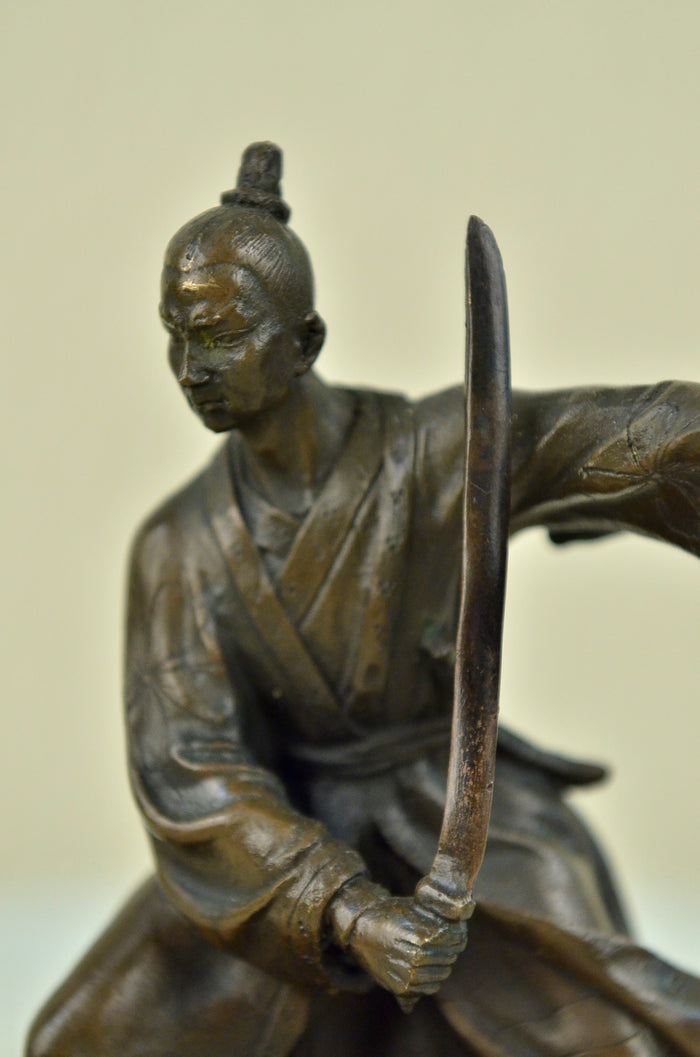 Original Signed Kamiko Japanese Man Doing Martial Arts Bronze Sculpture Statue