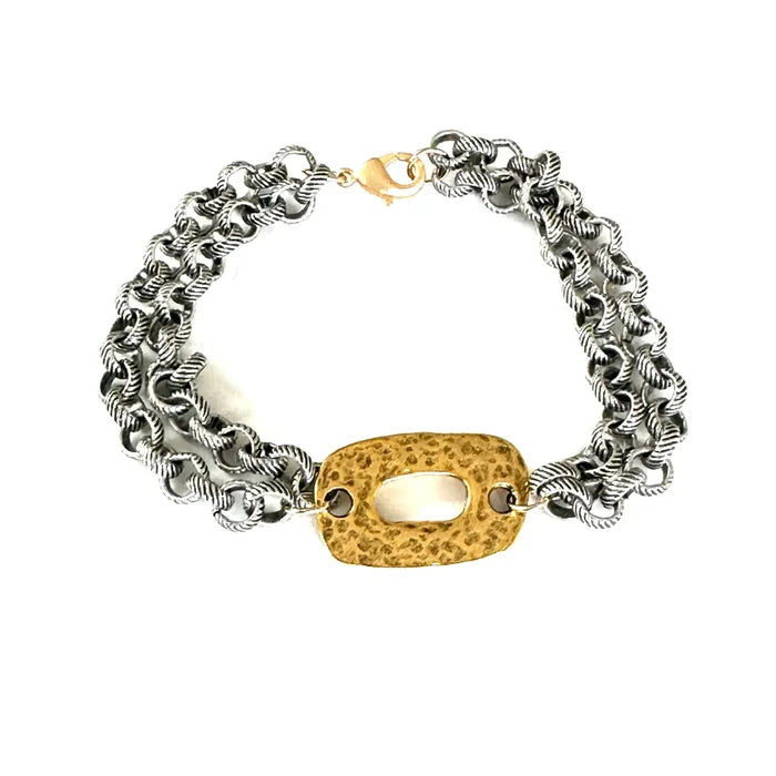 Oval Link Mixed Metal Bracelet