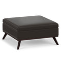 Tanners Brown Vegan Leather | Owen Medium Square Table Ottoman in Vegan Leather