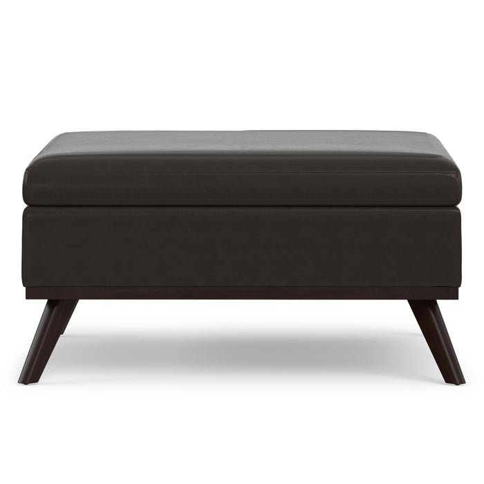 Tanners Brown Vegan Leather | Owen Medium Square Table Ottoman in Vegan Leather