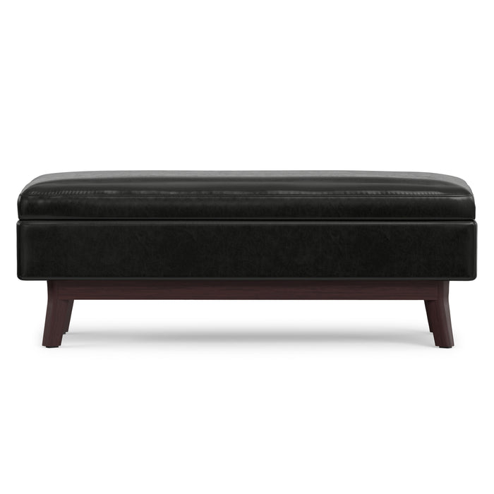 Midnight Black Vegan Leather | Owen Rectangular Table Ottoman in Vegan Leather