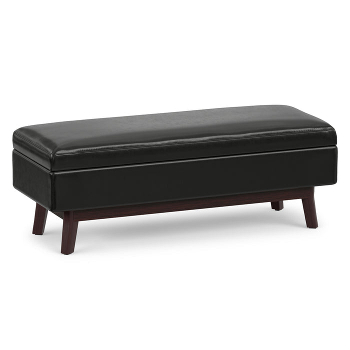 Midnight Black Vegan Leather | Owen Rectangular Table Ottoman in Vegan Leather