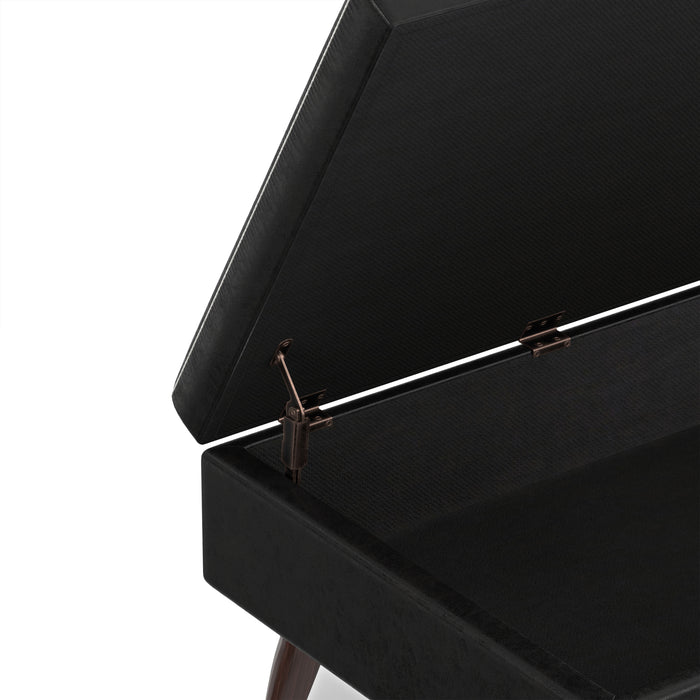 Distressed Black Distressed Vegan Leather | Owen Small Coffee Table Ottoman in Distressed Vegan Leather