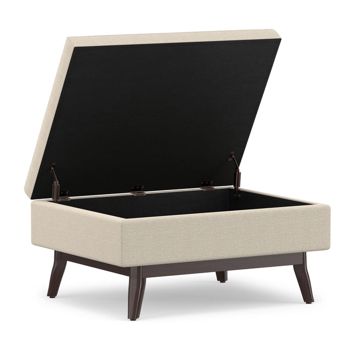 Natural Linen Style Fabric | Owen Small Coffee Table Ottoman in Linen