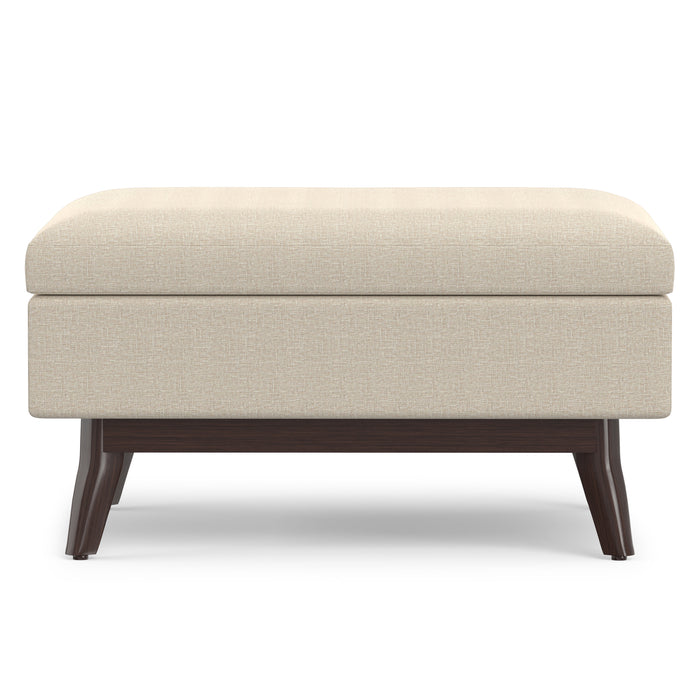 Natural Linen Style Fabric | Owen Small Coffee Table Ottoman in Linen