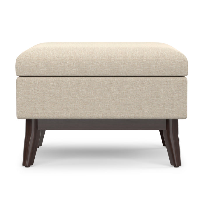 Natural Linen Style Fabric | Owen Small Coffee Table Ottoman in Linen