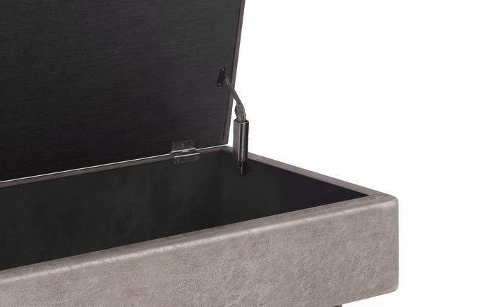 Distressed Grey Taupe Distressed Vegan Leather | Owen Small Rectangular Storage Ottoman