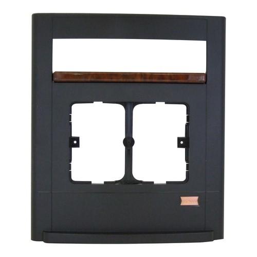 Front panel for US006 model with black finish and wood accent strip isolated on white background