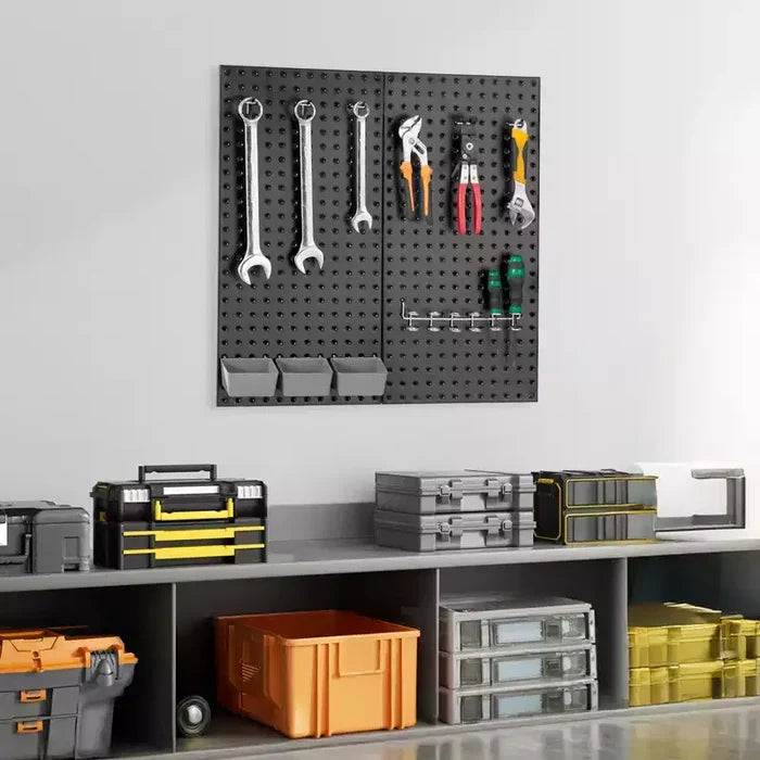VEVOR Metal Pegboard Panels, 32 x 16 Pegboard, 2 Panels, Heavy Duty Steel Peg Board Wall Organizer,Black