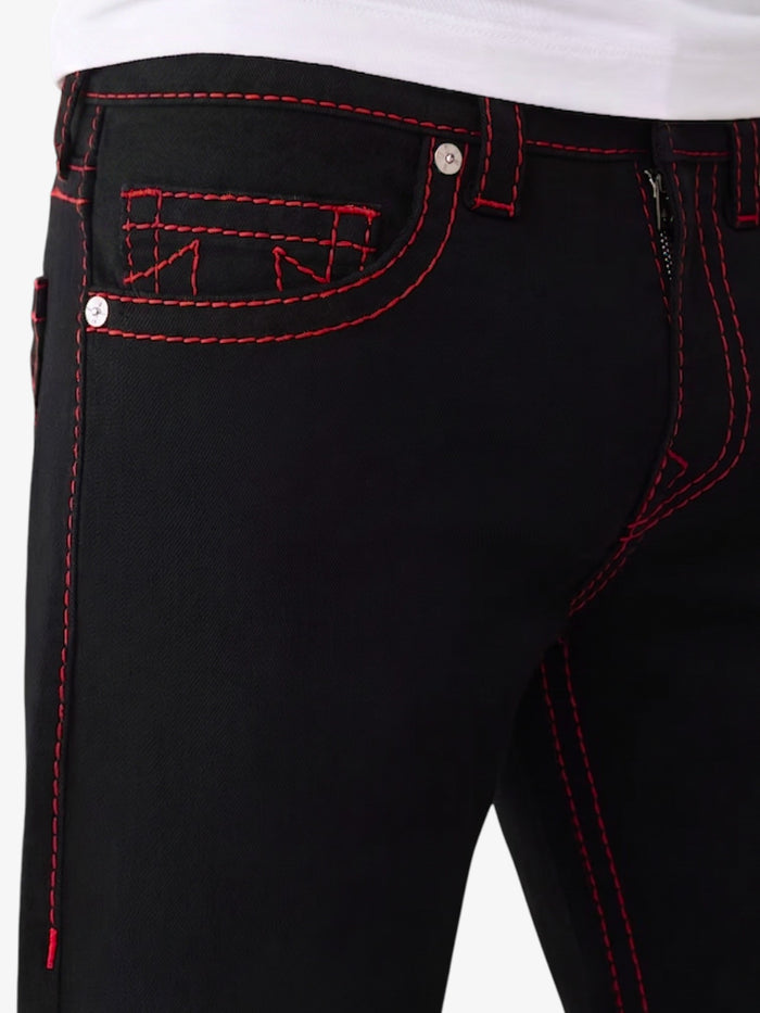 Pantalon Jean True Religion Ricky Straight Negro Rojo