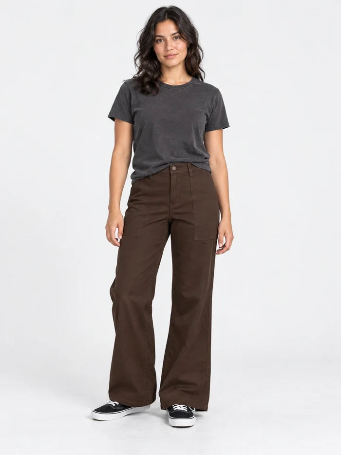 Pantalon Mujer Converse Recto con Bolsillos Marron — vista principal