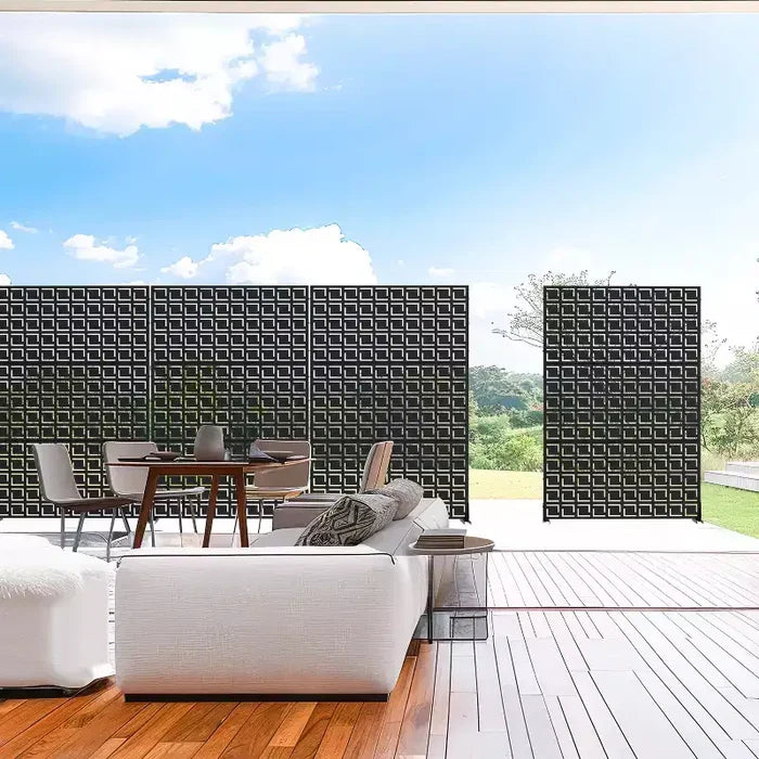 MAYEERTY 72 inch Room DIvider Rectangle Privacy Screen Galvanized Frame Privacy Screen Black