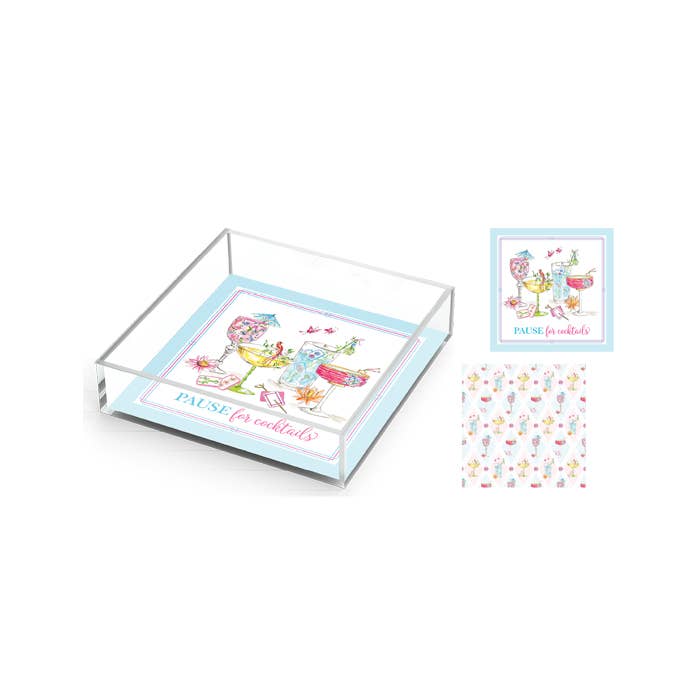 Pause For Cocktails Mahjong Cocktails Acrylic Tray