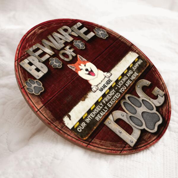 Pawzity Beware Of Dog Sign, Gifts For Dog Lovers, Our Intensely Friendly Licking Jumping Funny Warning Sign , Dog Mom Gifts