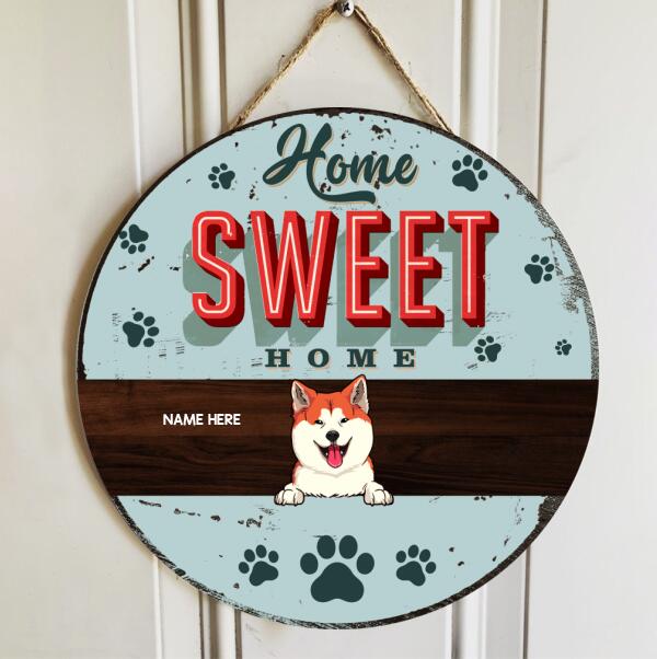 Pawzity Home Sweet Home Signs, Gifts For Dog Lovers, Pastel Blue Background Welcome Door Sign , Dog Mom Gifts
