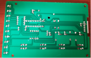 PC Control Board - Front (KN002) with soldered connections and green circuit pathways isolated on white background