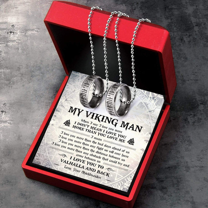 Couple Rune Ring Necklaces - My Viking Man - I Love You To Valhalla And Back - Gndx26003
