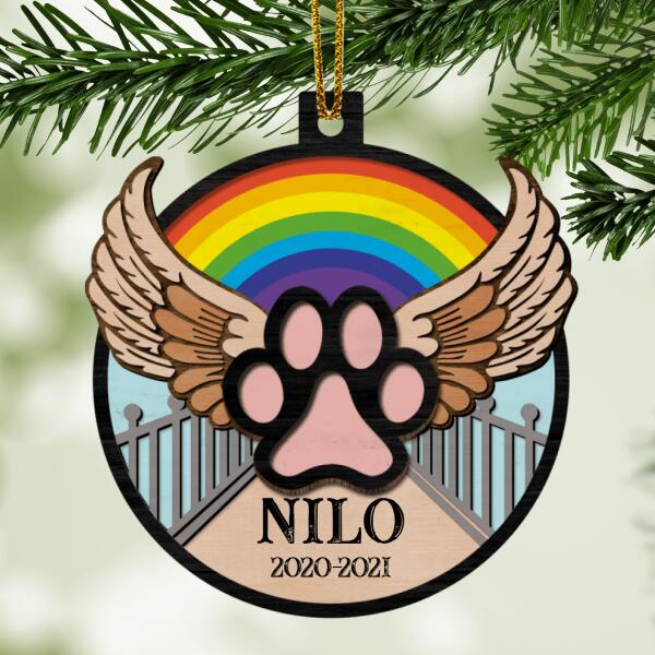 Pet Memorial Ornament, Pet's Wing Bauble, Personalized Pet Name, Loss Of Pet Ornament