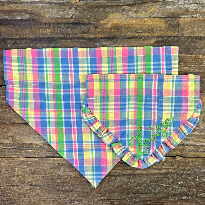 Preppy Spring Plaid Dog Bandana