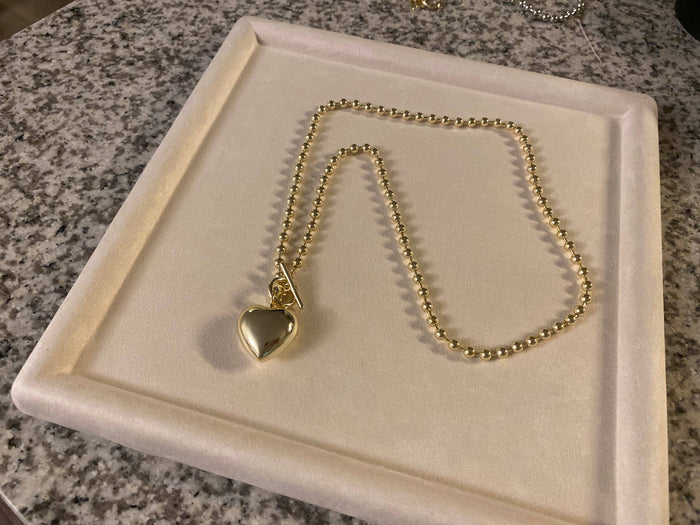 Puffy Heart Charm: Gold