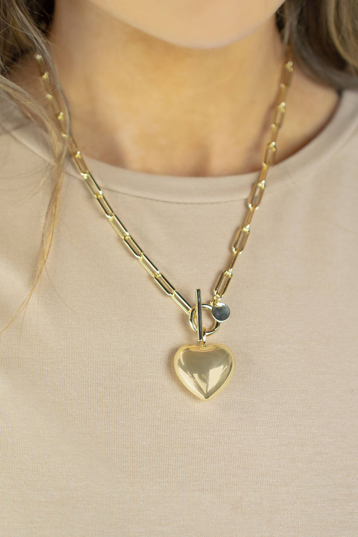 Puffy Heart Charm: Gold
