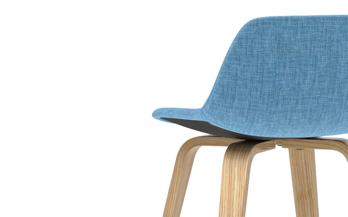Blue Linen Style Fabric Oak | Randolph Bentwood 26 inch Bar Stool (Set of 2)