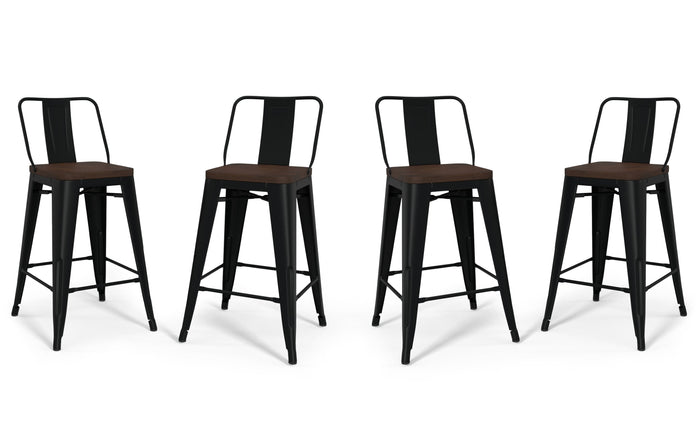 Black 24 inch | Rayne 24 inch Metal Wood Counter Height Stool (Set of 4)