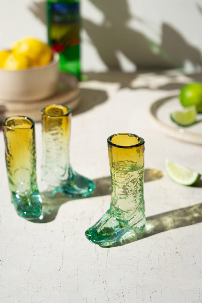 RECYCLED GLASS BOOT SHOT GLASS (set 2)