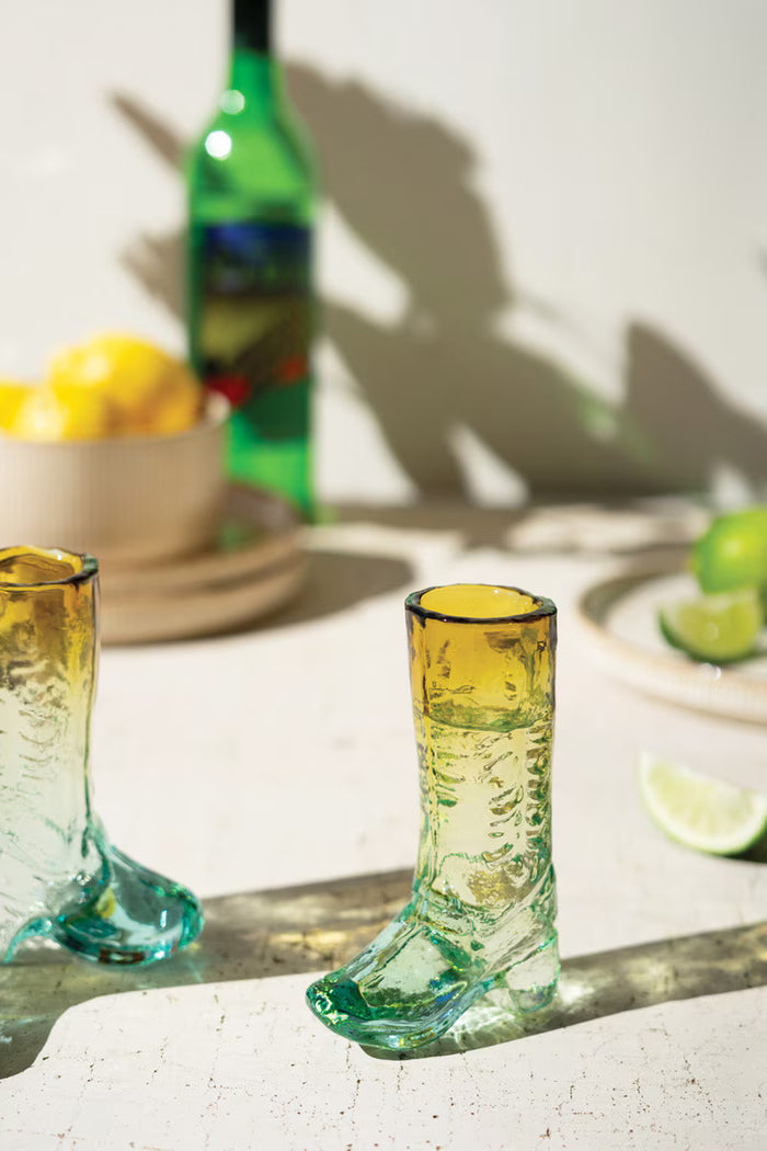 RECYCLED GLASS BOOT SHOT GLASS (set 2)