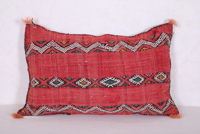 Red Moroccan pillow 14.9 INCHES X 24.8 INCHES - kilim pillow
