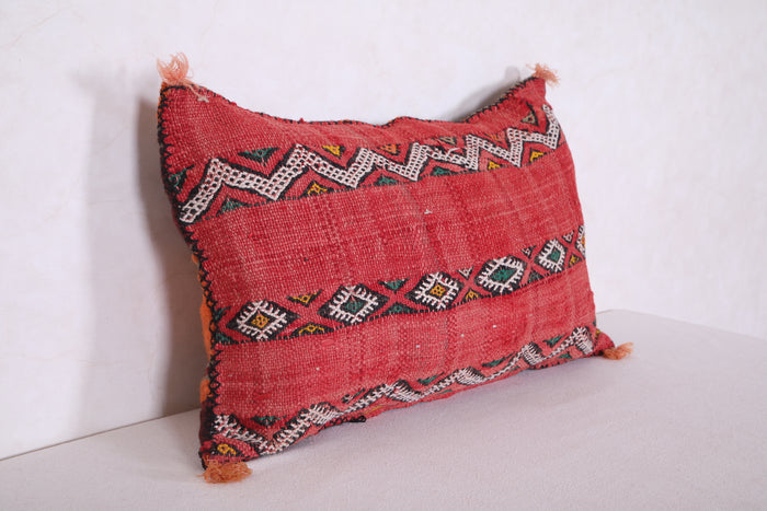 Red Moroccan pillow 14.9 INCHES X 24.8 INCHES - kilim pillow