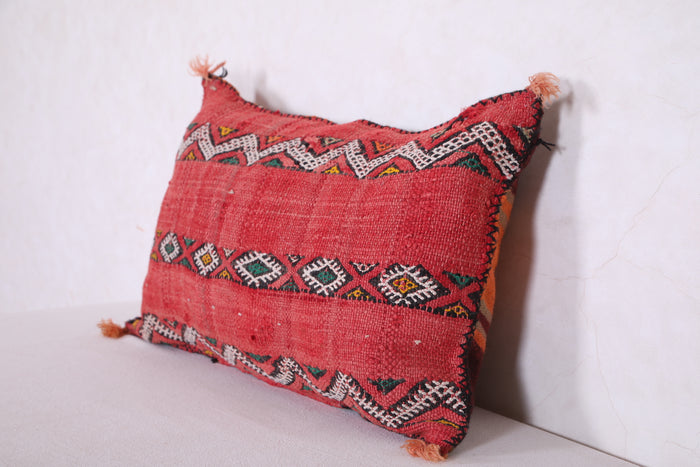 Red Moroccan pillow 14.9 INCHES X 24.8 INCHES - kilim pillow