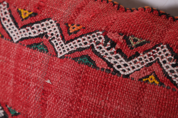 Red Moroccan pillow 14.9 INCHES X 24.8 INCHES - kilim pillow