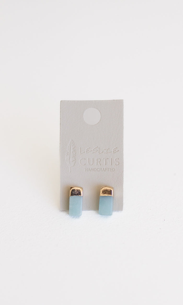Reed Aquamarine Gold Stud Earrings