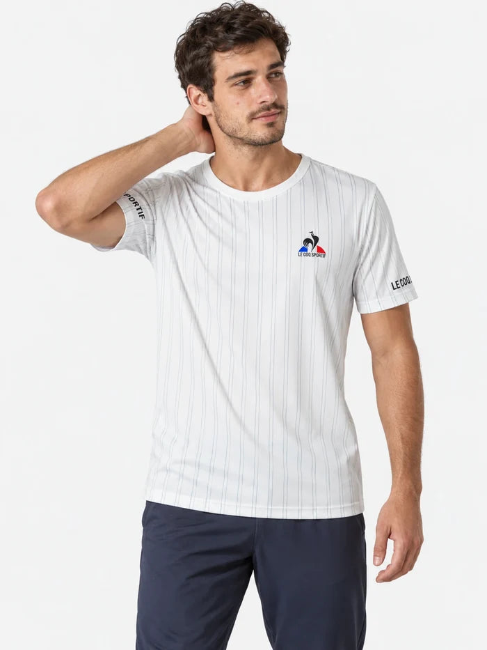 Remera Le Coq Sportif Tenis Stripe Blanco Training - OUTLET — vista principal