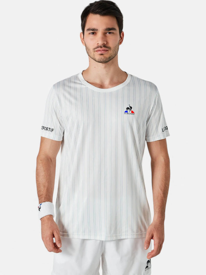 Remera Le Coq Sportif Tenis Stripe Blanco Training - OUTLET