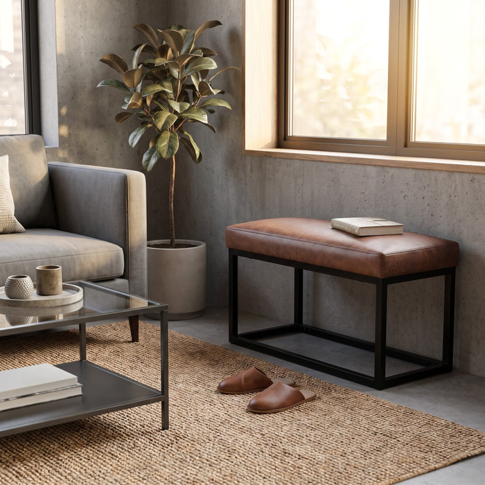 Distressed Saddle Brown | Reynolds Small Bench