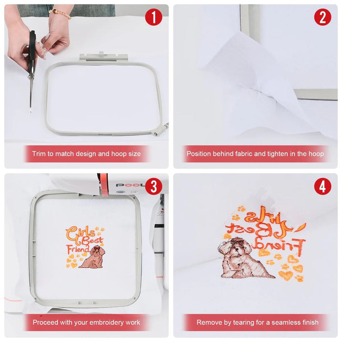 Richword Tear Away Embroidery Stabiliser Medium - Pre Cut sheets pack of 100
