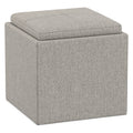 Cloud Grey Linen Style Fabric | Rockwood Cube Storage Ottoman in Linen