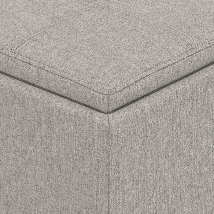 Cloud Grey Linen Style Fabric | Rockwood Cube Storage Ottoman in Linen