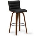 Black Vegan Leather | Roland Swivel Bar Stool in Vegan Leather